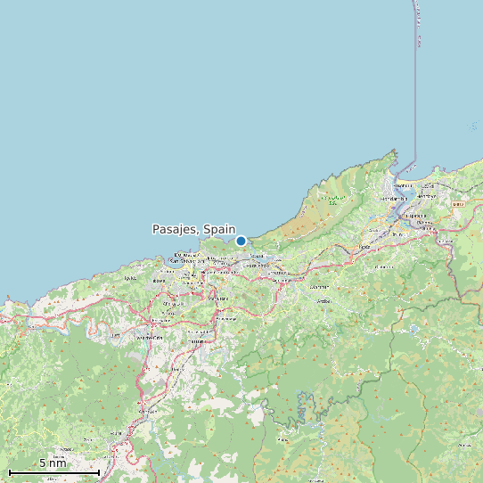Map of Pasajes, Spain Tide Prediction Station
