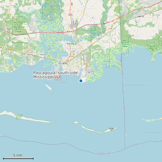 Map of Pascagoula, south side, Mississippi Tide Prediction Station