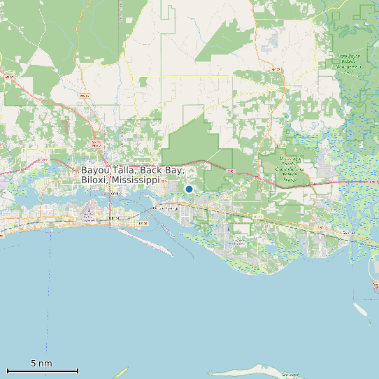 Map of Bayou Talla, Back Bay, Biloxi, Mississippi Tide Prediction Station