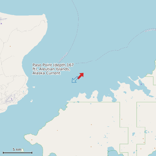 Map of Paso Point (depth 167 ft), Aleutian Islands, Alaska Current Prediction Station