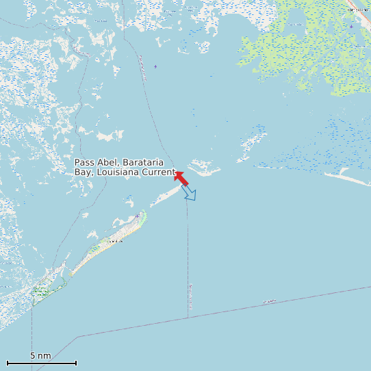 Map of Pass Abel, Barataria Bay, Louisiana Current Prediction Station