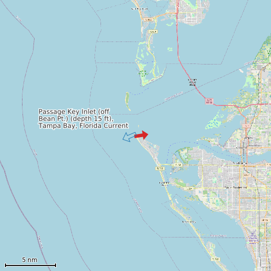 Map of Passage Key Inlet (off Bean Pt.) (depth 15 ft), Tampa Bay, Florida Current Prediction Station