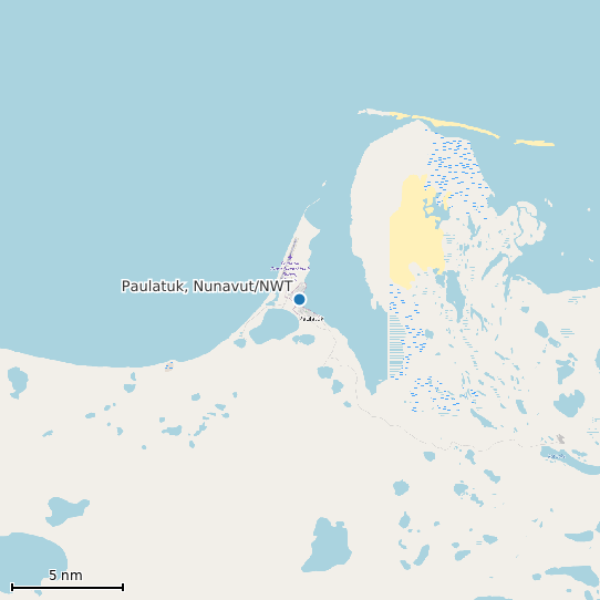 Map of Paulatuk, Nunavut/NWT Tide Prediction Station