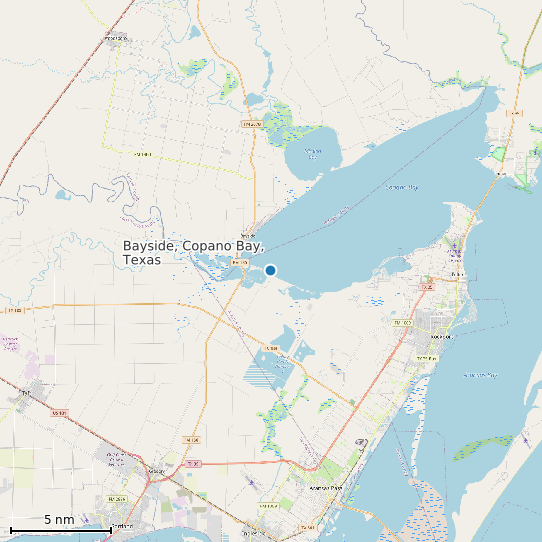 Map of Bayside, Copano Bay, Texas Tide Prediction Station