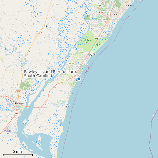 Map of Pawleys Island Pier (ocean), South Carolina Tide Prediction Station
