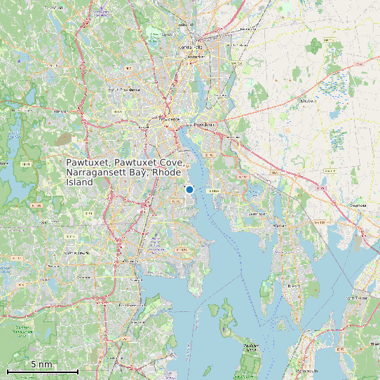 Map of Pawtuxet, Pawtuxet Cove, Narragansett Bay, Rhode Island Tide Prediction Station
