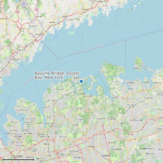 Map of Bayville Bridge, Oyster Bay, New York Tide Prediction Station