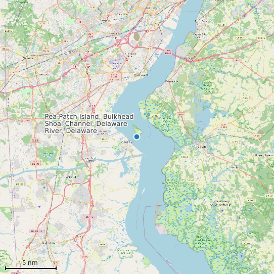Map of Pea Patch Island, Bulkhead Shoal Channel, Delaware River, Delaware Tide Prediction Station