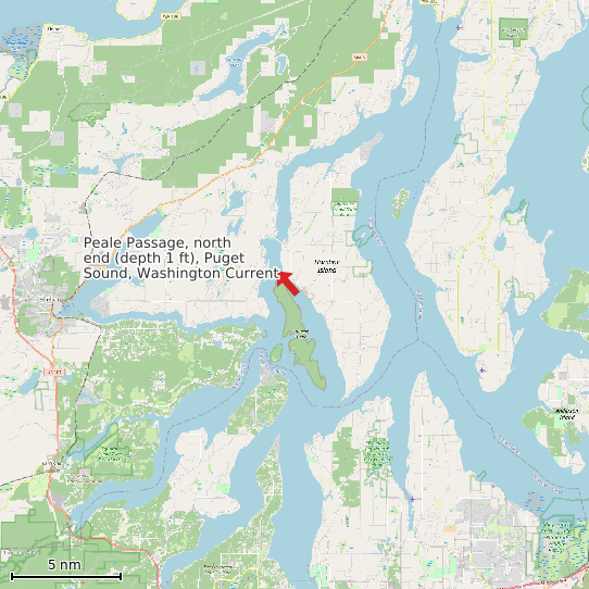 Map of Peale Passage, north end (depth 1 ft), Puget Sound, Washington Current Prediction Station