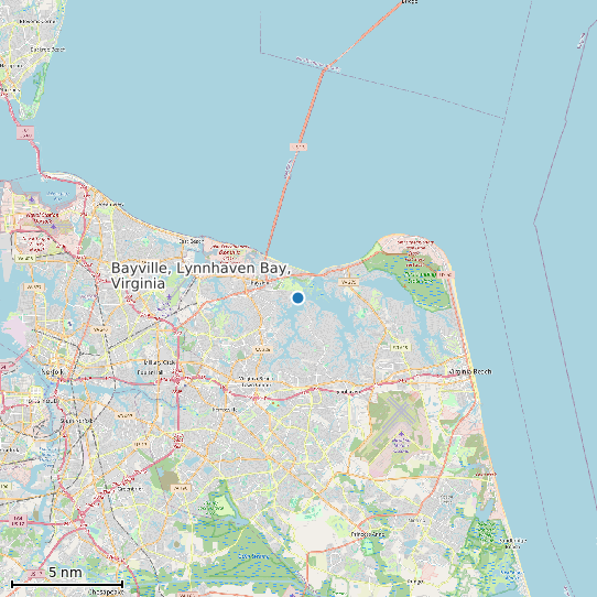 Map of Bayville, Lynnhaven Bay, Virginia Tide Prediction Station