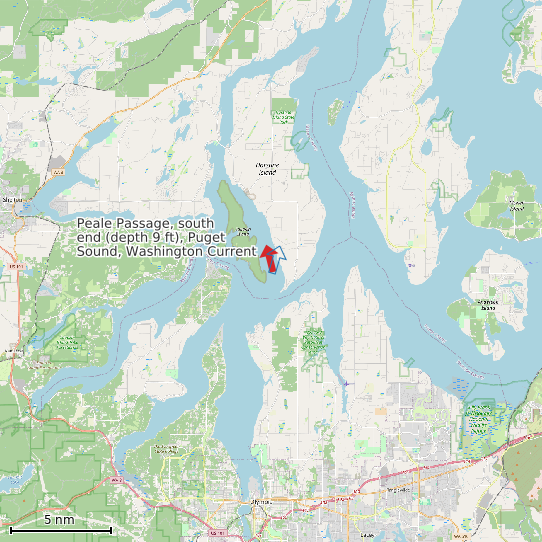 Map of Peale Passage, south end (depth 9 ft), Puget Sound, Washington Current Prediction Station