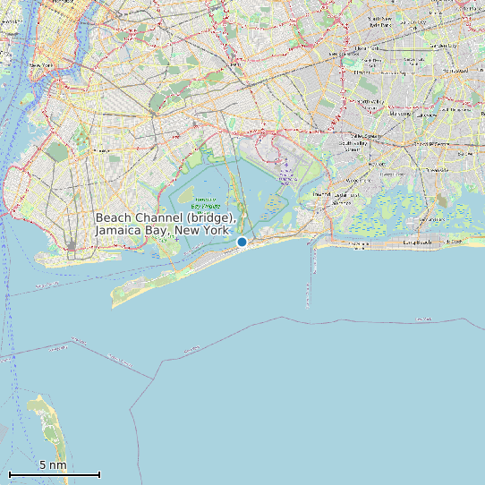 Map of Beach Channel (bridge), Jamaica Bay, New York Tide Prediction Station