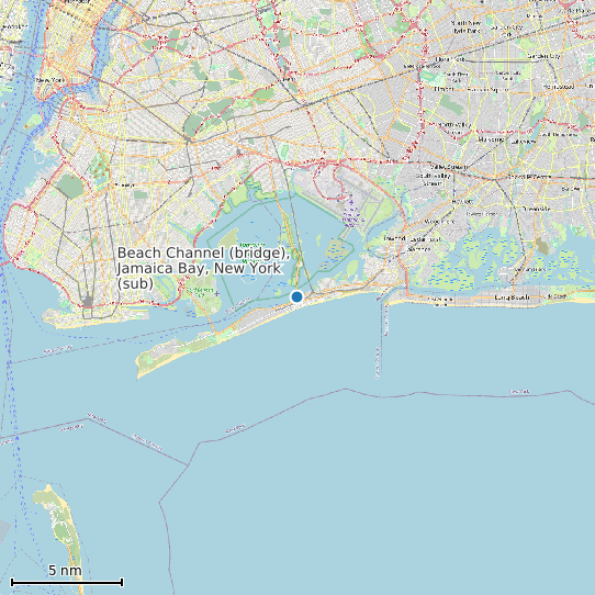 Map of Beach Channel (bridge), Jamaica Bay, New York (sub) Tide Prediction Station