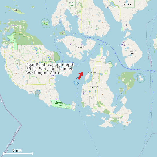 Map of Pear Point, east of (depth 59 ft), San Juan Channel, Washington Current Prediction Station
