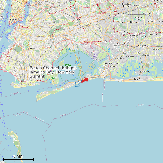 Map of Beach Channel (bridge), Jamaica Bay, New York Current Prediction Station