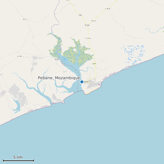 Map of Pebane, Mozambique Tide Prediction Station