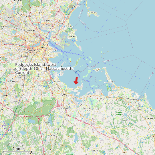 Map of Peddocks Island, west of (depth 10 ft), Massachusetts Current Prediction Station