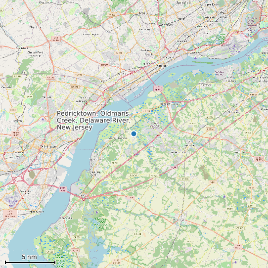 Map of Pedricktown, Oldmans Creek, Delaware River, New Jersey Tide Prediction Station