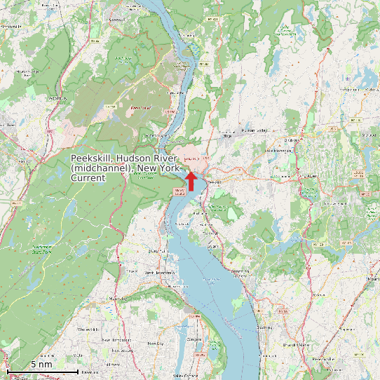 Map of Peekskill, Hudson River (midchannel), New York Current Prediction Station