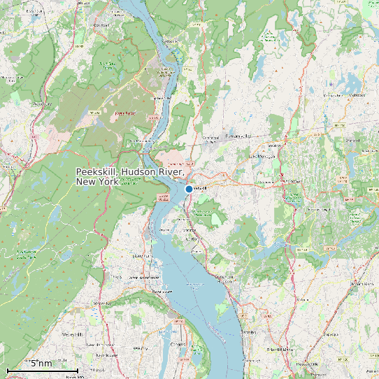 Map of Peekskill, Hudson River, New York Tide Prediction Station