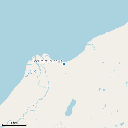 Map of Peel Point, Nunavut Tide Prediction Station
