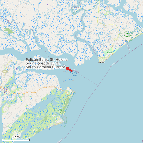 Map of Pelican Bank, St. Helena Sound (depth 15 ft), South Carolina Current Prediction Station