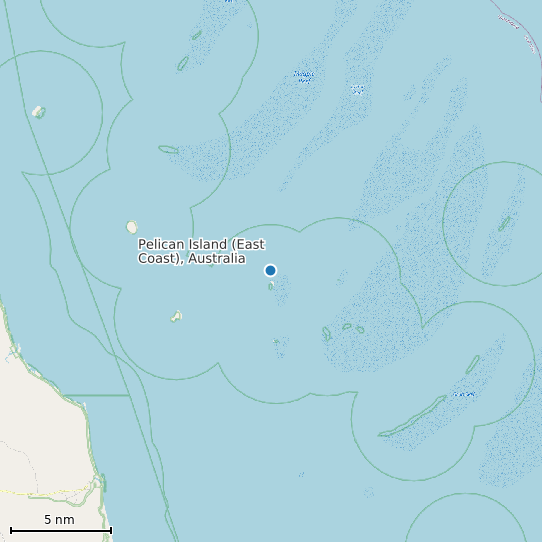 Map of Pelican Island (East Coast), Australia Tide Prediction Station