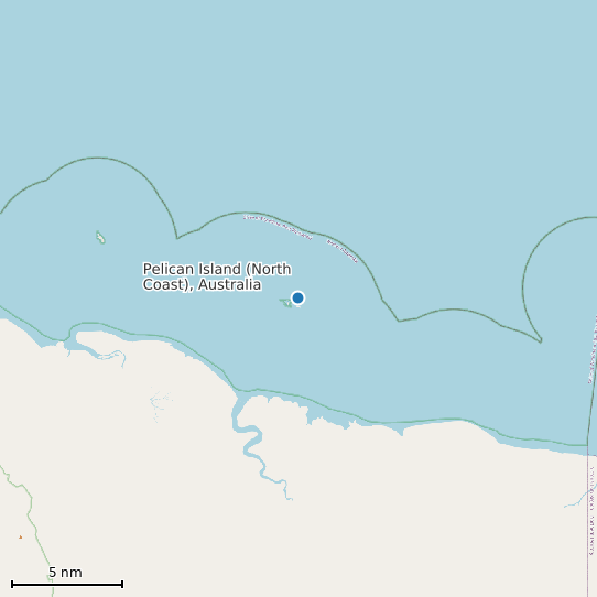 Map of Pelican Island (North Coast), Australia Tide Prediction Station