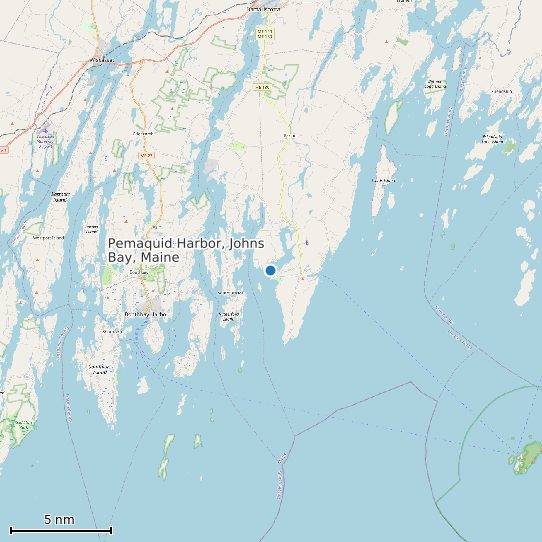 Map of Pemaquid Harbor, Johns Bay, Maine Tide Prediction Station