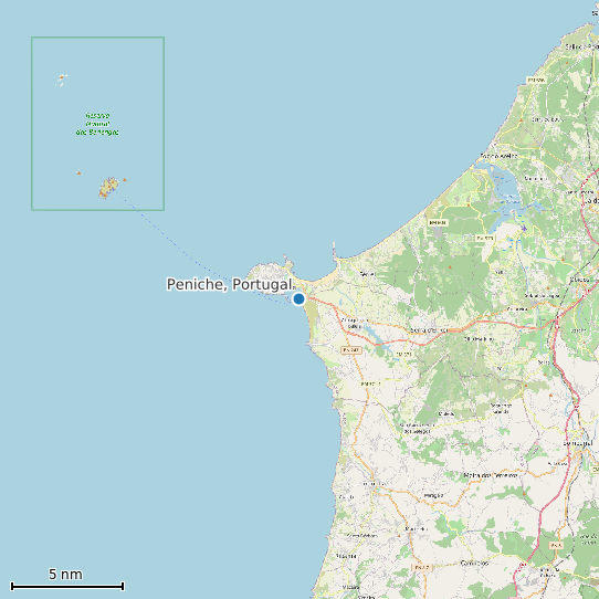 Map of Peniche, Portugal Tide Prediction Station