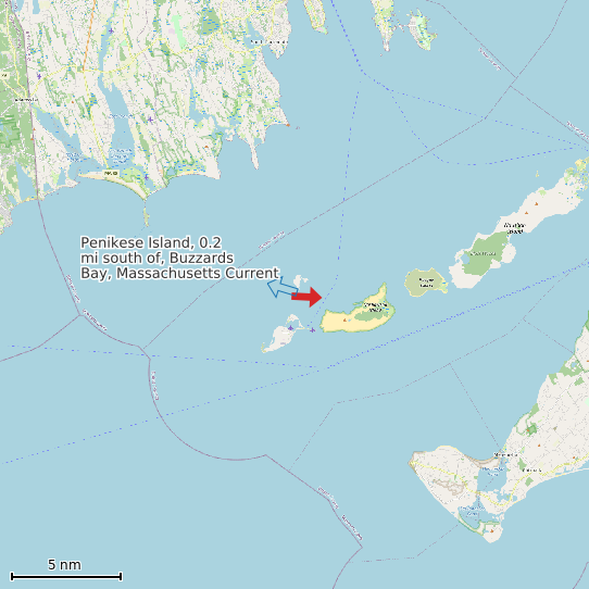 Map of Penikese Island, 0.2 mi south of, Buzzards Bay, Massachusetts Current Prediction Station