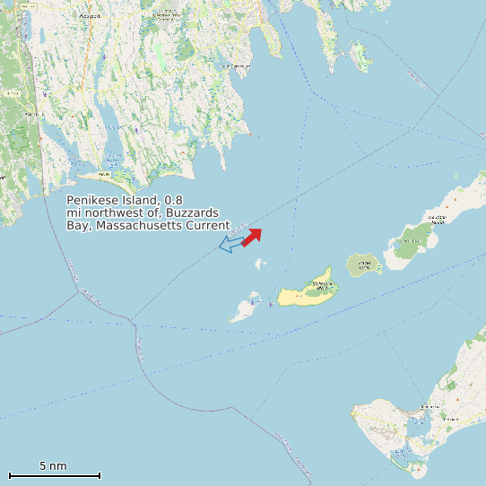 Map of Penikese Island, 0.8 mi northwest of, Buzzards Bay, Massachusetts Current Prediction Station