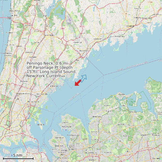 Map of Peningo Neck, 0.6 mi off Parsonage Pt (depth 15 ft), Long Island Sound, New York Current Prediction Station