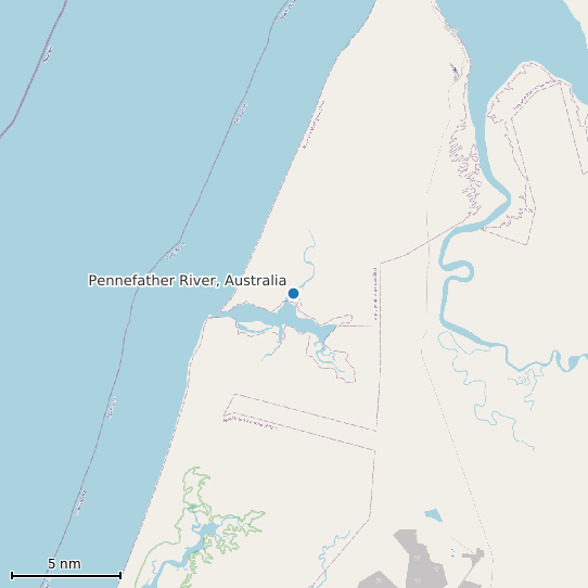 Map of Pennefather River, Australia Tide Prediction Station