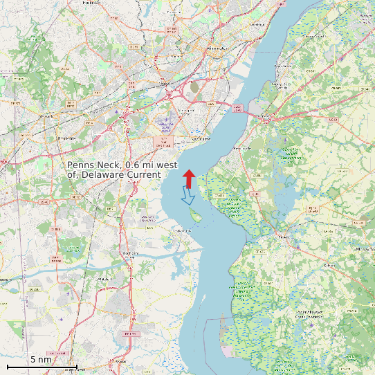 Map of Penns Neck, 0.6 mi west of, Delaware Current Prediction Station