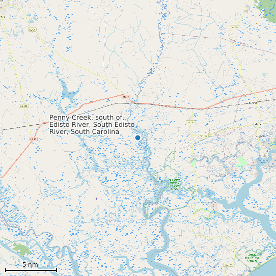 Map of Penny Creek, south of, Edisto River, South Edisto River, South Carolina Tide Prediction Station