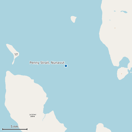 Map of Penny Strait, Nunavut Tide Prediction Station