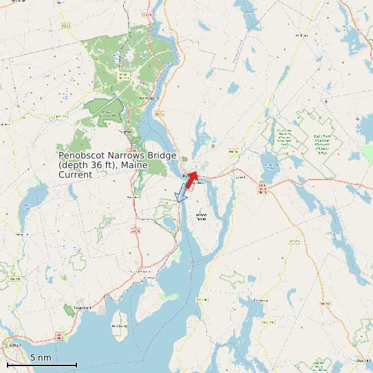 Map of Penobscot Narrows Bridge (depth 36 ft), Maine Current Prediction Station