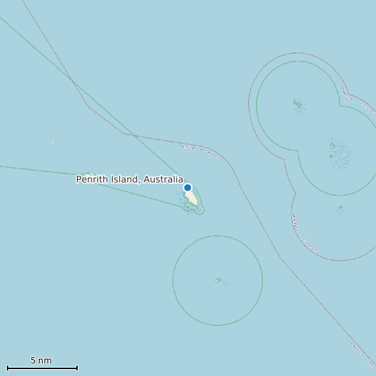 Map of Penrith Island, Australia Tide Prediction Station