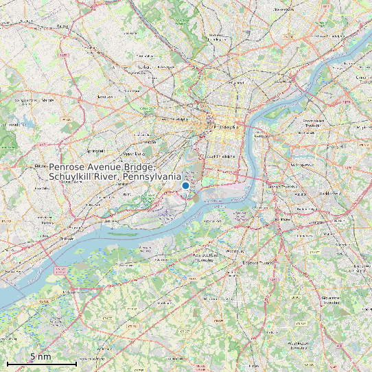 Map of Penrose Avenue Bridge, Schuylkill River, Pennsylvania Tide Prediction Station