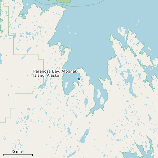 Map of Perenosa Bay, Afognak Island, Alaska Tide Prediction Station