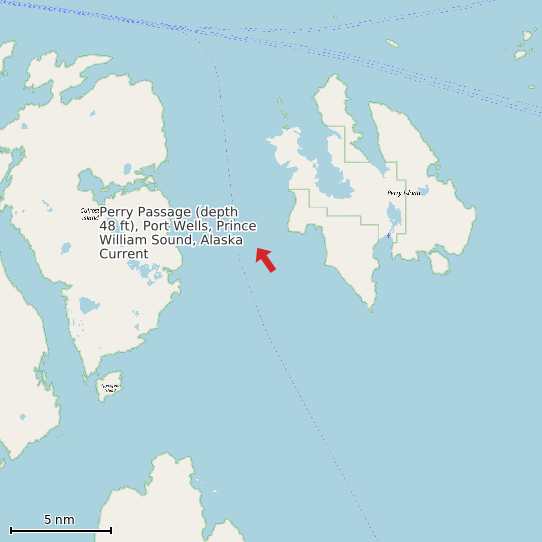 Map of Perry Passage (depth 48 ft), Port Wells, Prince William Sound, Alaska Current Prediction Station