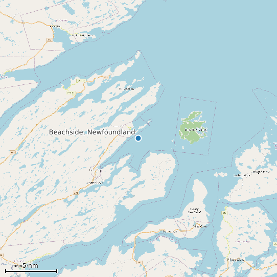 Map of Beachside, Newfoundland Tide Prediction Station