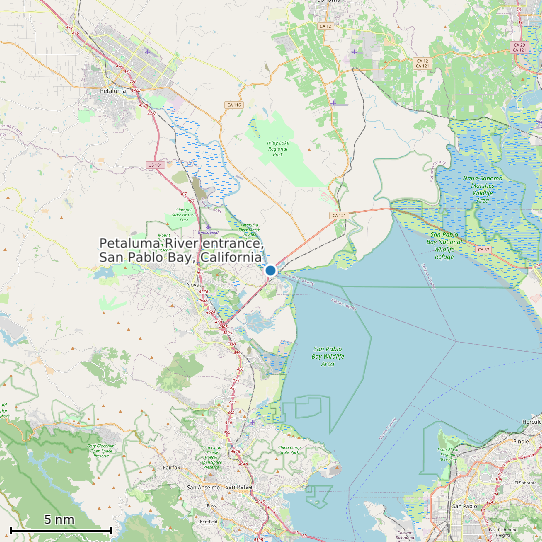 Map of Petaluma River entrance, San Pablo Bay, California Tide Prediction Station