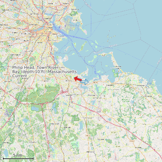 Map of Philip Head, Town River Bay (depth 10 ft), Massachusetts Current Prediction Station
