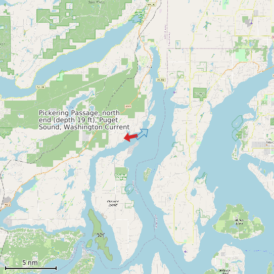 Map of Pickering Passage, north end (depth 19 ft), Puget Sound, Washington Current Prediction Station