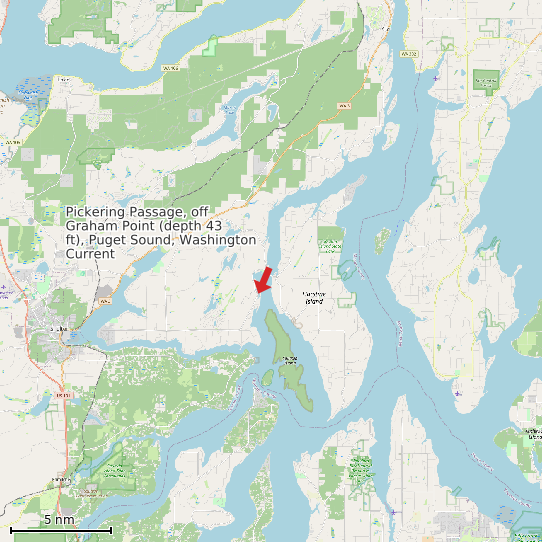 Map of Pickering Passage, off Graham Point (depth 43 ft), Puget Sound, Washington Current Prediction Station