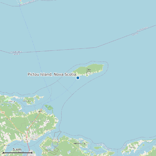 Map of Pictou Island, Nova Scotia Tide Prediction Station
