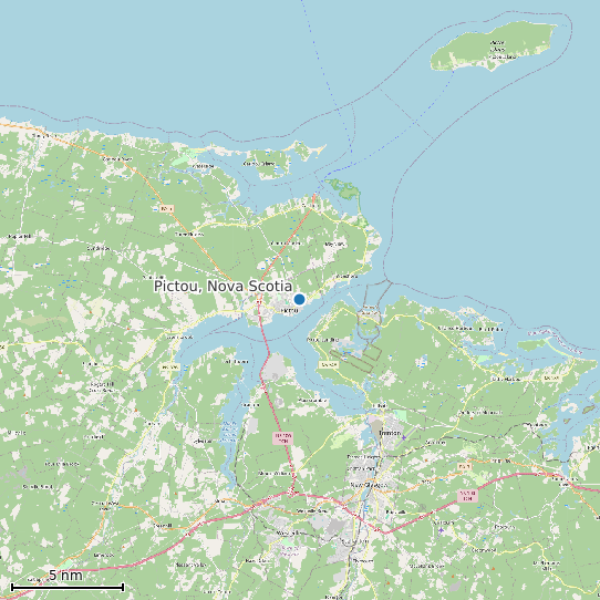 Map of Pictou, Nova Scotia Tide Prediction Station