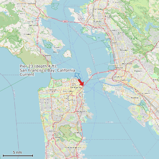 Map of Pier 23 (depth 4 ft), San Francisco Bay, California Current Prediction Station